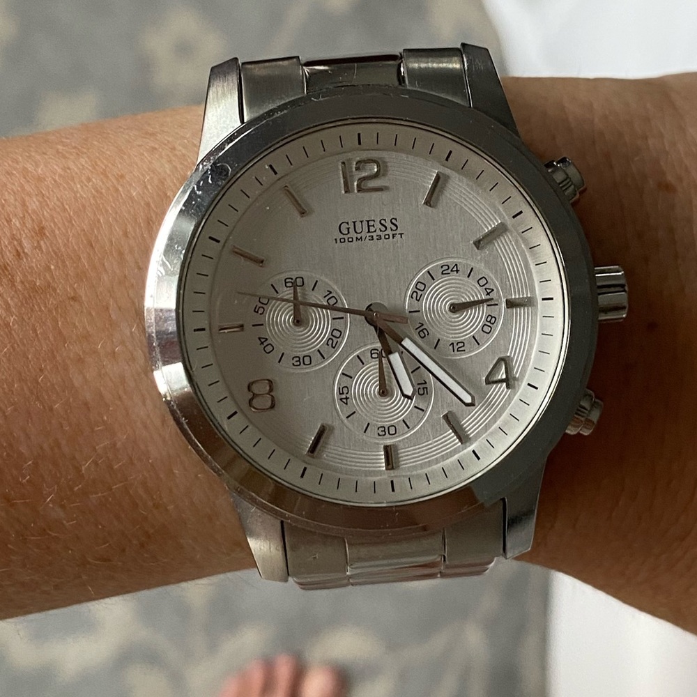 silver guess watch